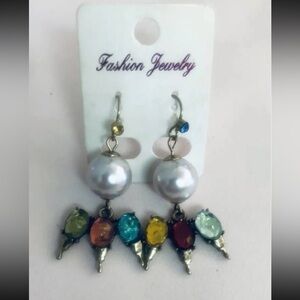 New Colorful Crystal Pearl Dangle Earrings
